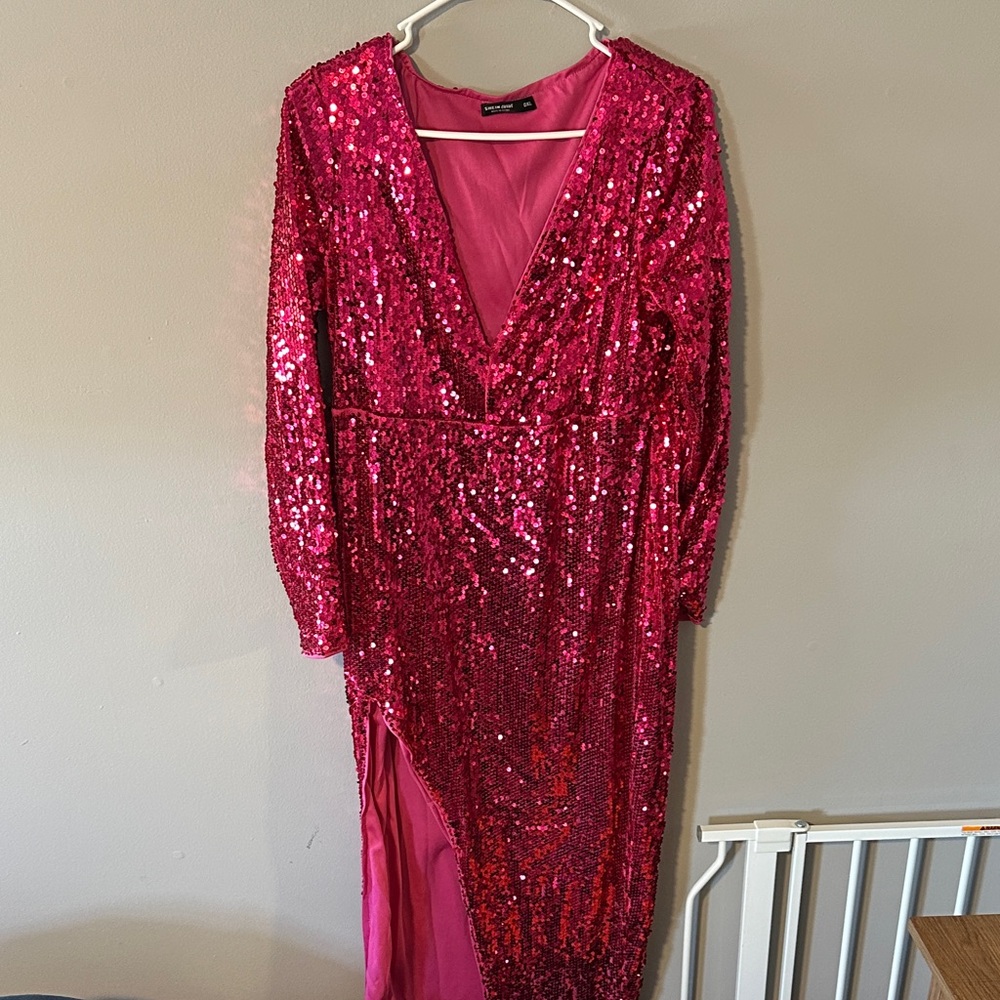 SHEIN Pink Sequin Maxi Dress